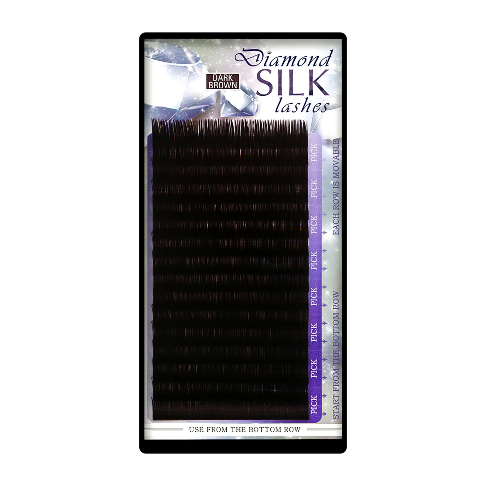 Diamond Silk Lashes Dark Brown -  Смесете 16 линии, С, 0,10 мм